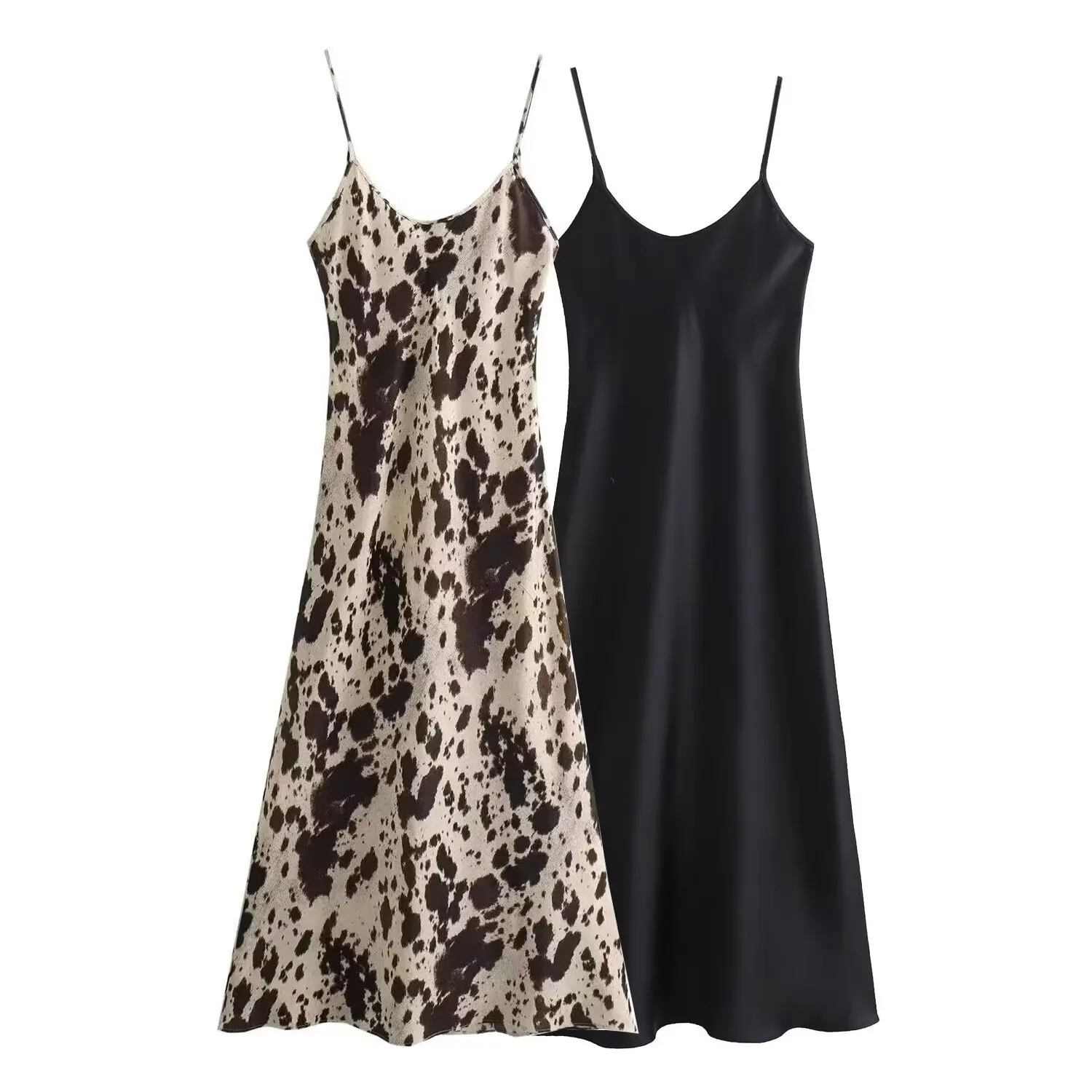 

New style sexy backless suspender silk satin texture dress