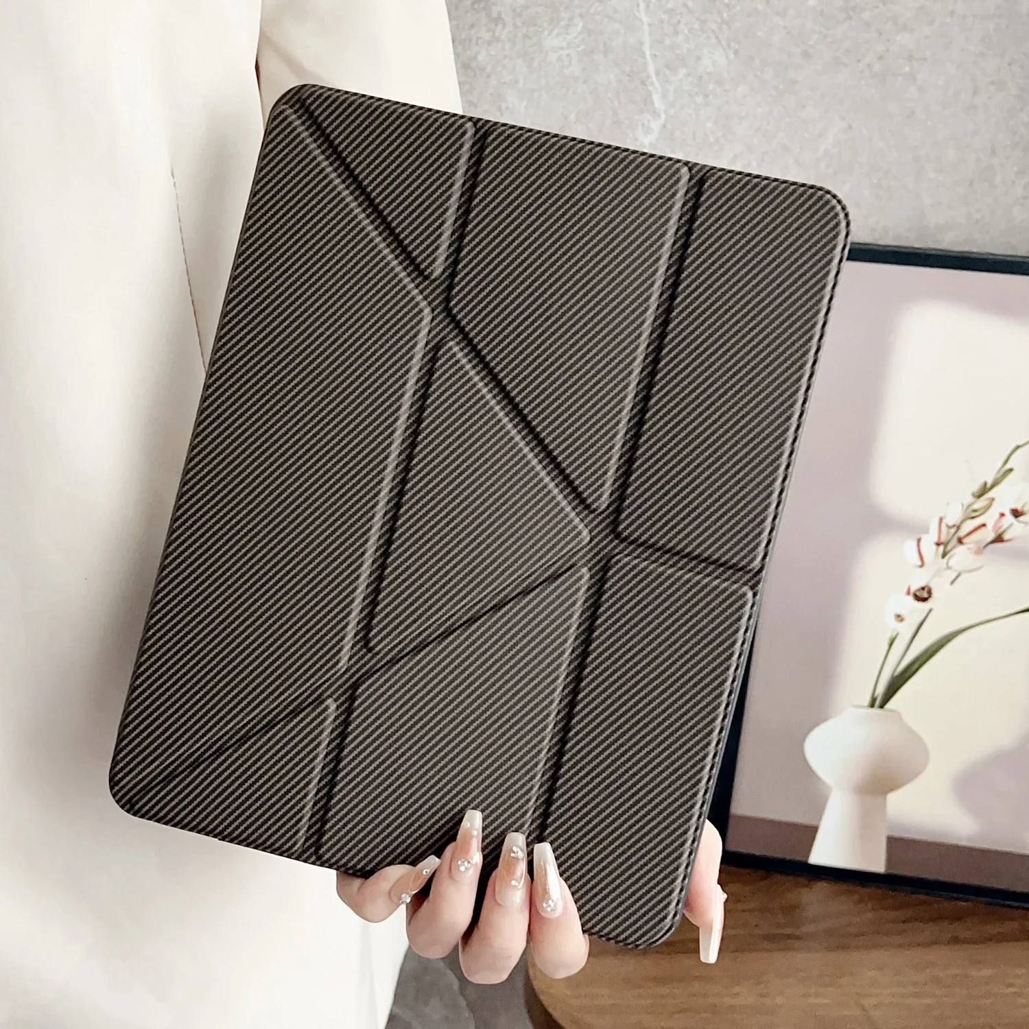 Elegant Y-Fold Leather Stand Case with Pen Slot