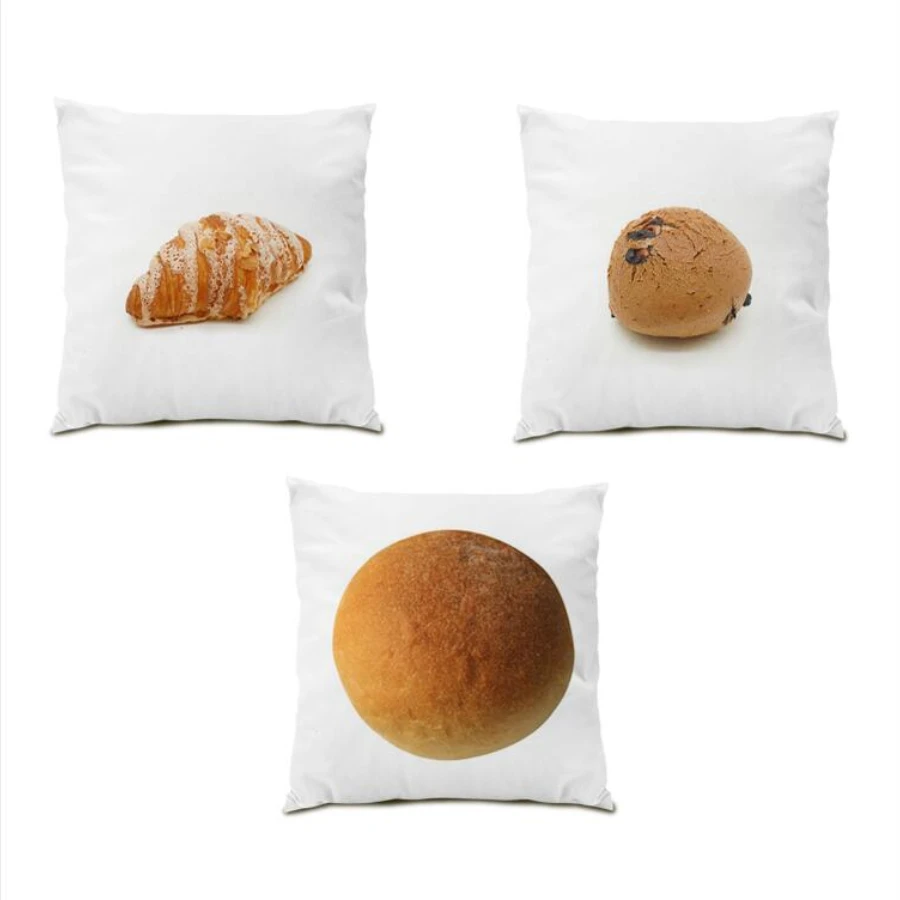 

Cushion Cover 45x45CM Gift Living Room Decoration Velvet Food Throw Pillow Covers Bread Pattern Home Decor Polyester Linen E0004