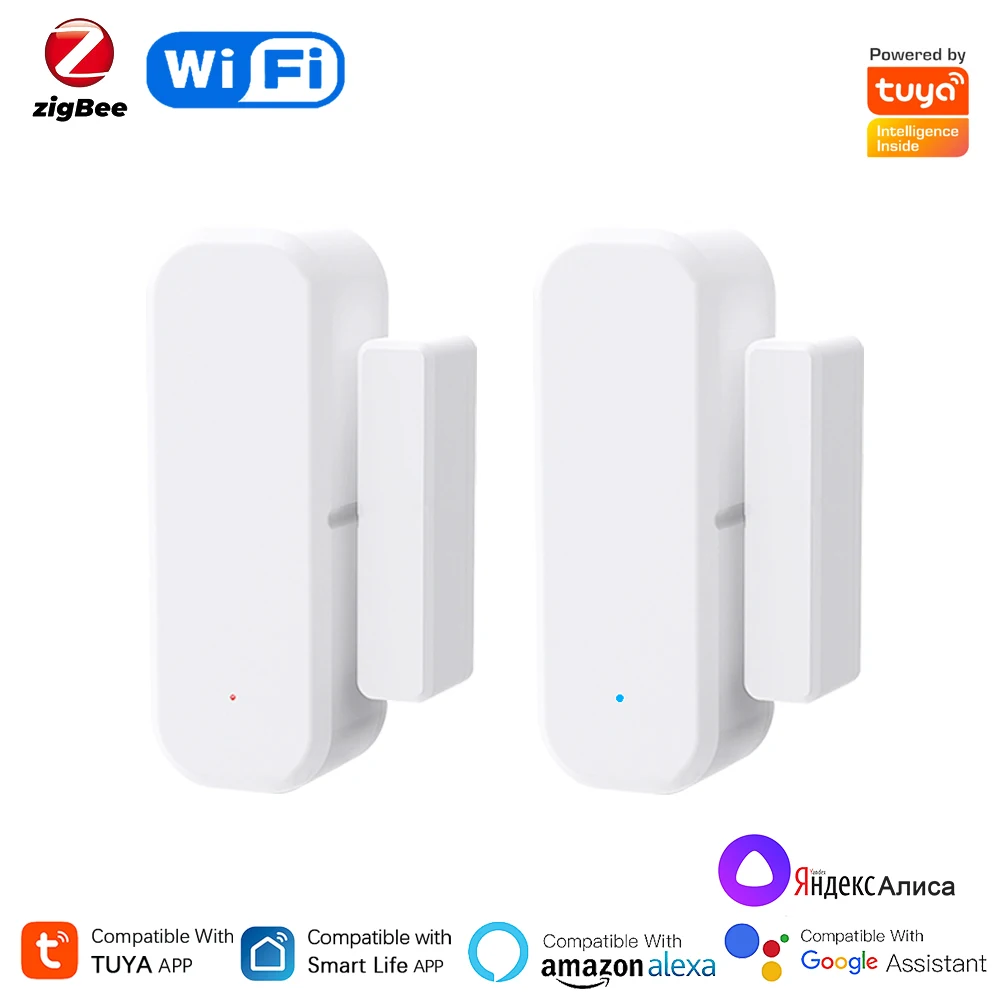 Tuya Wifi/Zigbee Smart Door And Window Sensor Allarme Di Sicurezza Magnetico Smartlife App Il Monitor Remoto Funziona Con Alexa Google Home