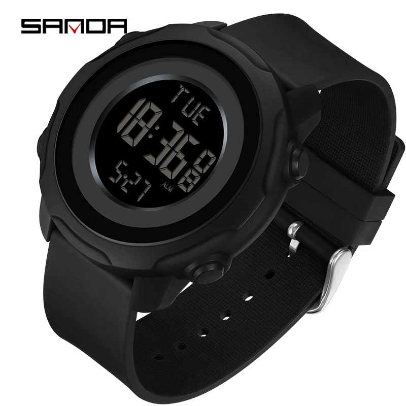 SANDA Brand New Waterproof Men Watch Fashion Multifunctional Luminous Digital Wristwatch Outdoors Sports Student Watches 6122