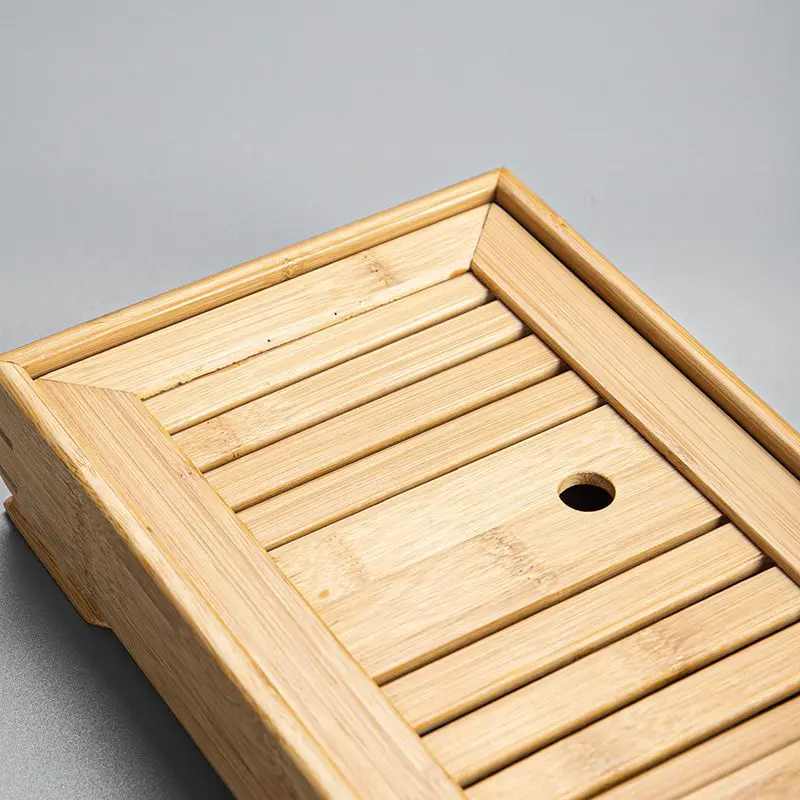 Bamboo Tray Wooden Japanese Tea Tray With Drain Nanzhu Kungfu Simple Household Gongfu Tea Set Board Rectangular
