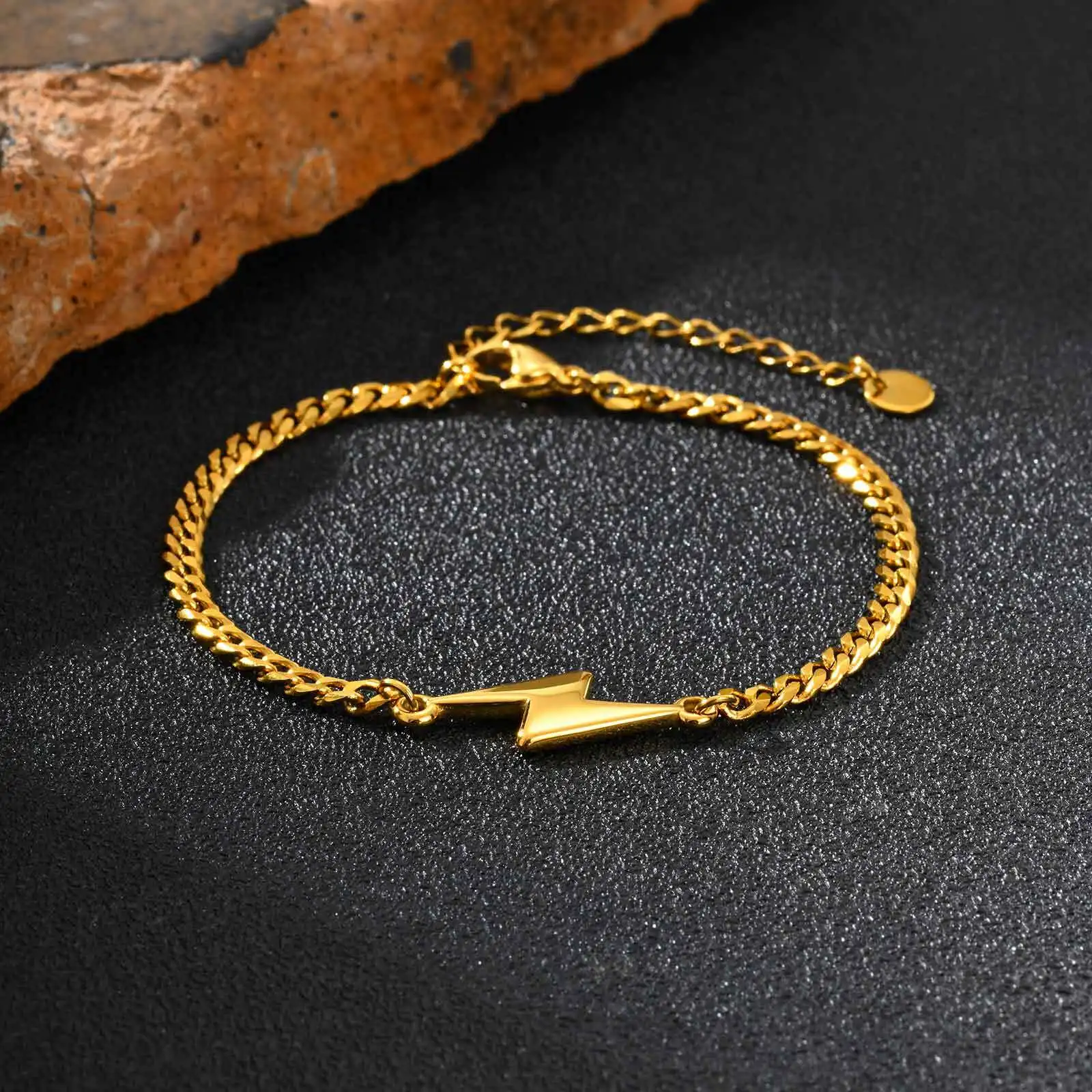 Waterproof Lighting Chain Bracelet for Men Boys,Stainless Steel Adjustable Cuban Link Wristband,Hip Hop Simple Jewelry Gift