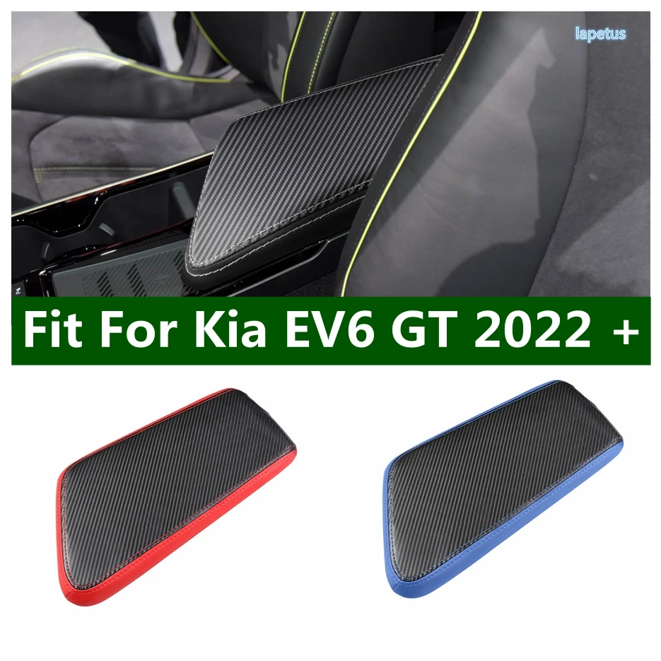 

Black Interior Refit Accessories Fit For Kia EV6 GT 2022 2023 Central Console Armrest Box Protective Cover Cushion Red / Blue