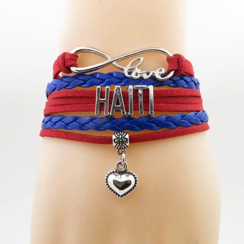 Haiti Flag Bracelet – Stainless Steel Braided Chain Wristband, Souvenir Gift For Men & Women - View #10