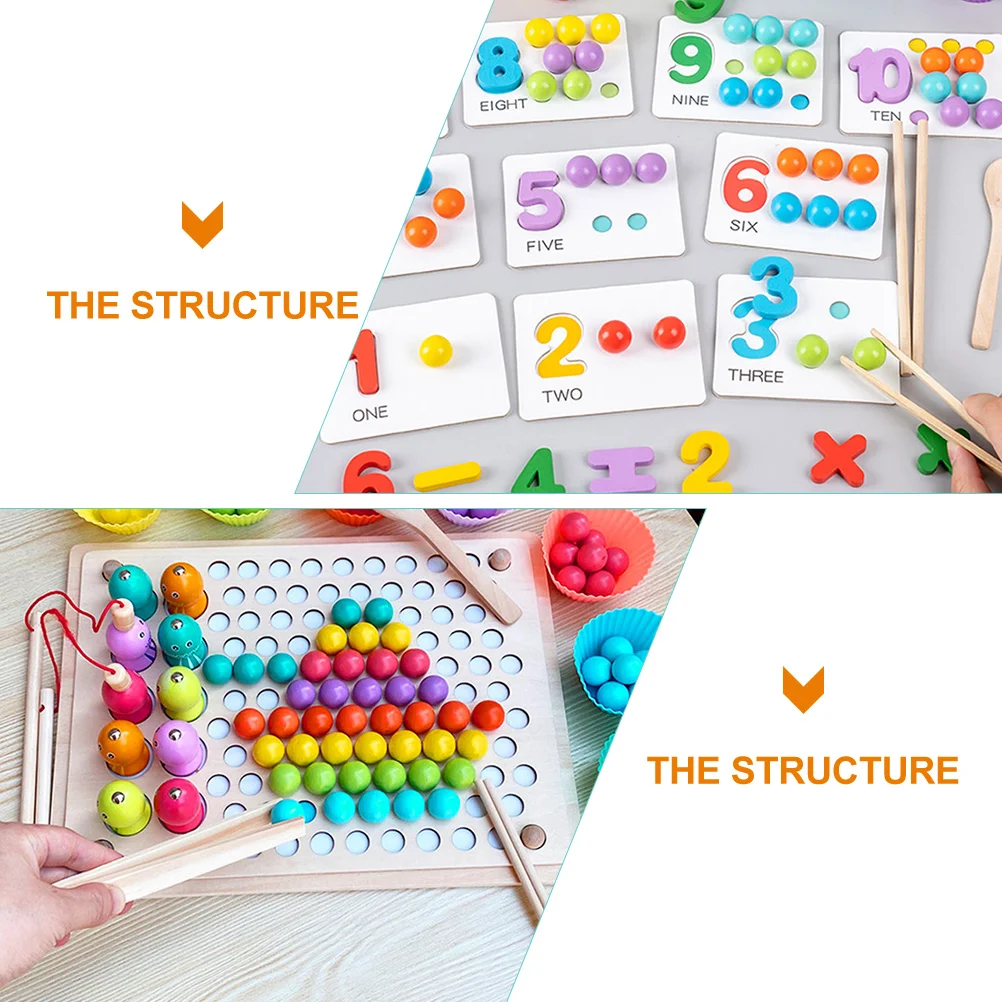 6 Pcs Kids Wood Tongs Wooden Tweezers Tool Fine Motor Skills Toys Children Tweezers Hand Tools Montessori Educational Aids Beads