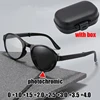 Round Frame Color Changing Reading Glasses with Box New Style Folding Photochromic Presbyopia Sunglasses with Diopter 0 To +4.0 1