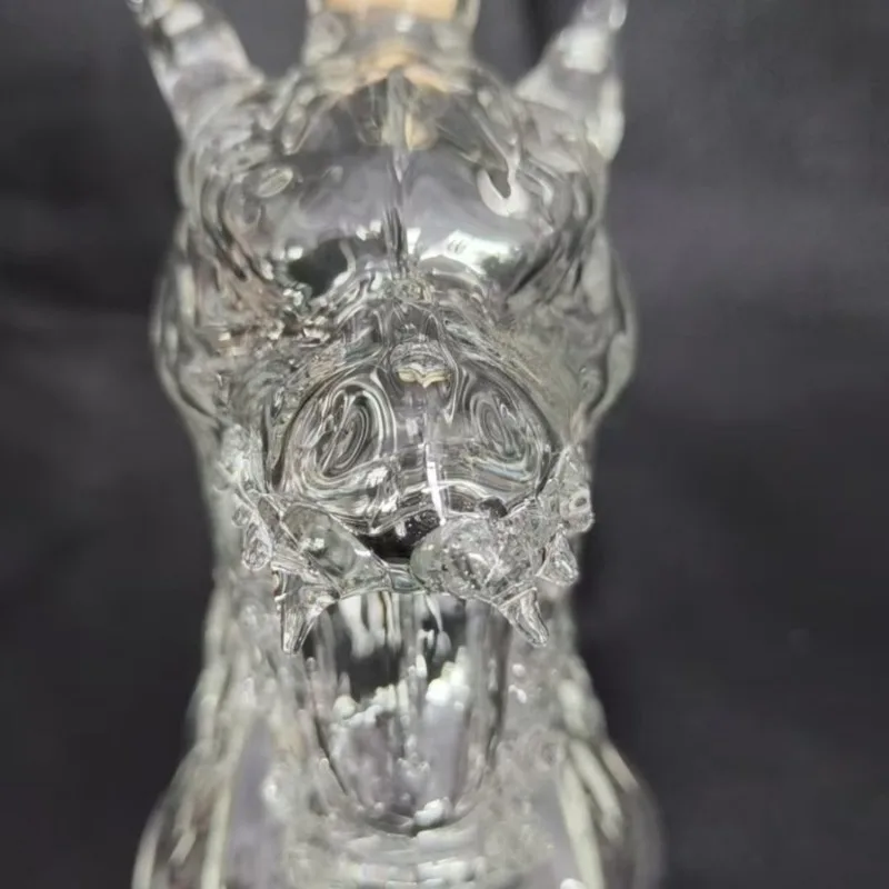 Luxury Dragon Head Whiskey Decanter-Handcrafted Crystal Clear Glass with Intricate Scale Carving, Collector's Display Art Piece