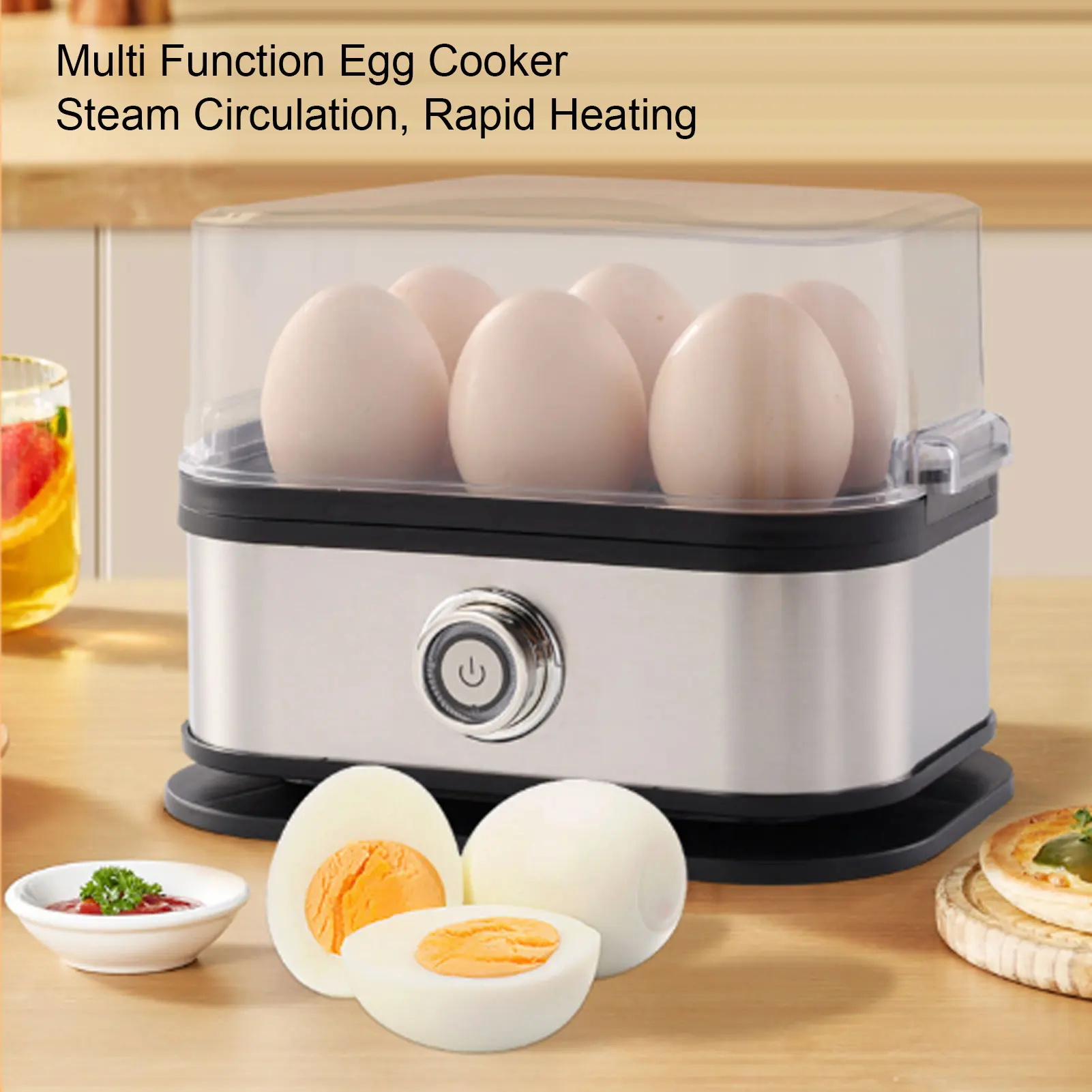 Electric Egg Cooker Rapid Egg Cooker 6 Egg Capacity Stainless Steel Smart Boiled Egg Maker Machine for Home Dorm 4