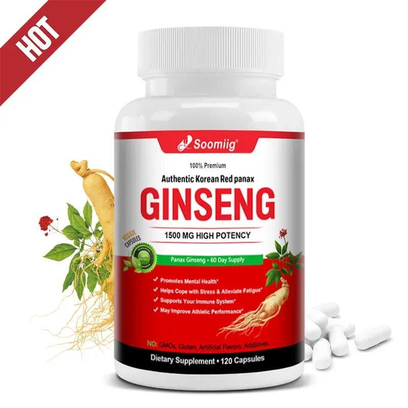 Authentic Korean Red Ginseng (Panax Ginseng) Capsules for Immunity Energy Fatigue and Stress Relief and Mental Focus