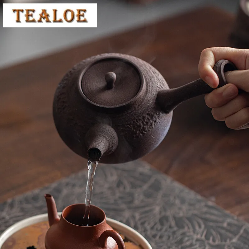 Rock Mud Handmade Lion Dance Tea Warmer Stove Household Side Handle Teapot Warmer Zen Tea Kettle Stand Ceremony Decoration