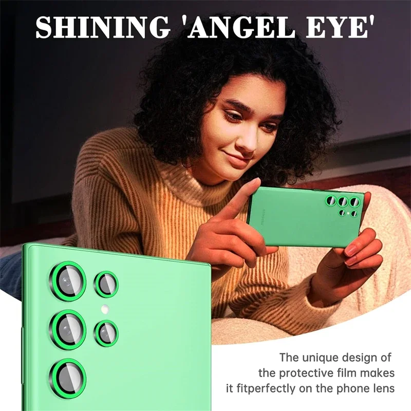Radiant Pink Metal Ring Camera Lens Protector with Glass Cover
