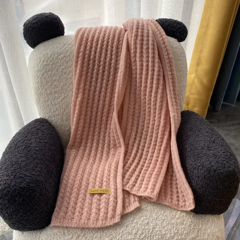 Scarf Accessories Knitting Scarf Christmas Women Winter Scarf Korean Woolen Scarf Lovers Men And Women Thicken Warm Students Solid Color Knitted Scarves