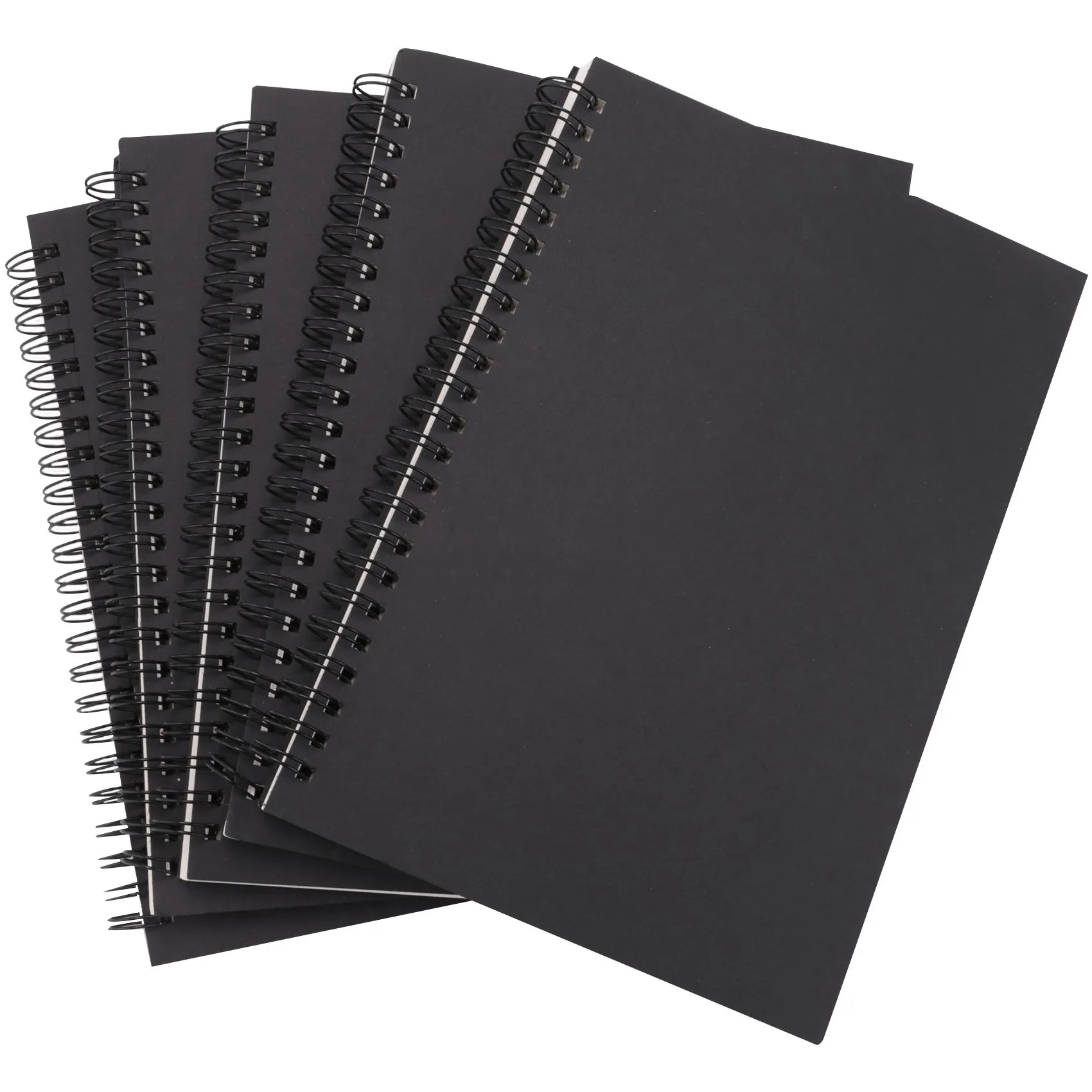 

5Pcs A5 Black Spiral Notebook Blank Sketchbook Unruled Journal Pack Thick Blank Paper 50 Sheet 100 Unlined Pages