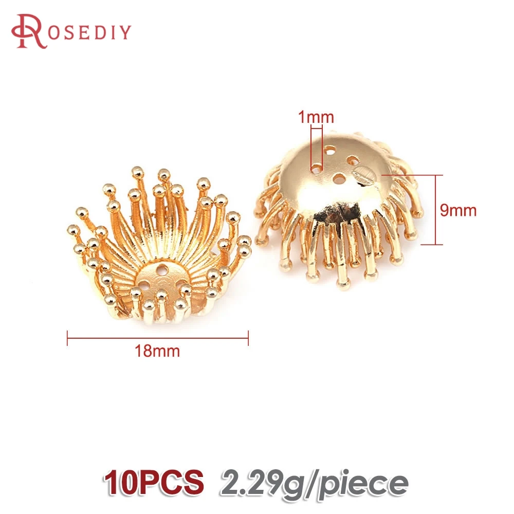 Elegant 18K Gold Brass Floral Bead Caps for DIY Jewelry & Earrings