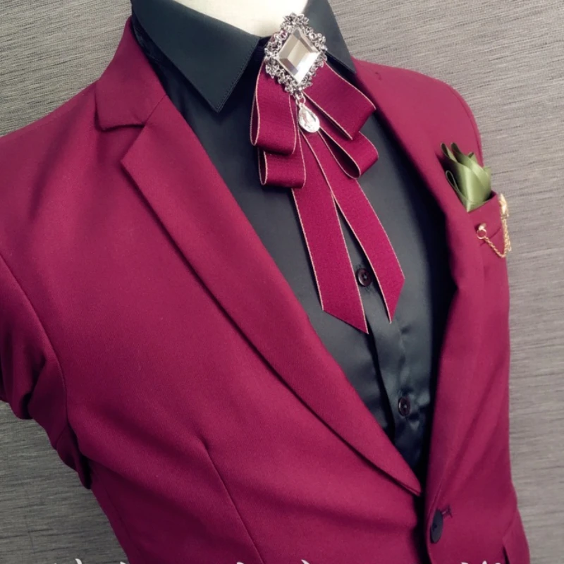 Handmade Fabric Bow Tie British Style Crystal Bowknot Fashion Men\'s Banquet Wedding Necktie Female Shirt Collar Luxulry Jewelry