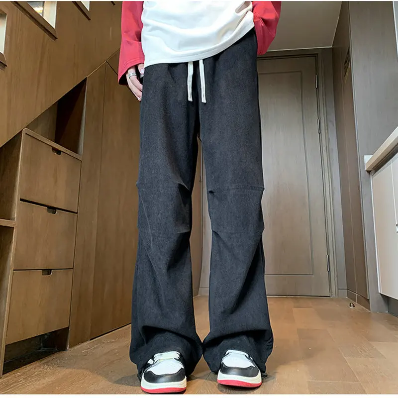

Spring Autumn Men's Sweatpants Wide Leg Straight Baggy Casual Pants Streetwear Solid Loose Track Trousers