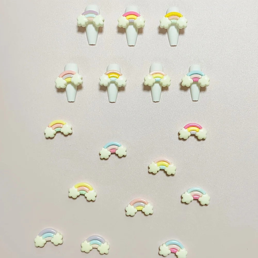 40Pcs 무작위 혼합 가을 도파민 뼈 날개 무지개 고양이 할로윈 해골 활 작은 네일 아트 장식 매력 액세서리