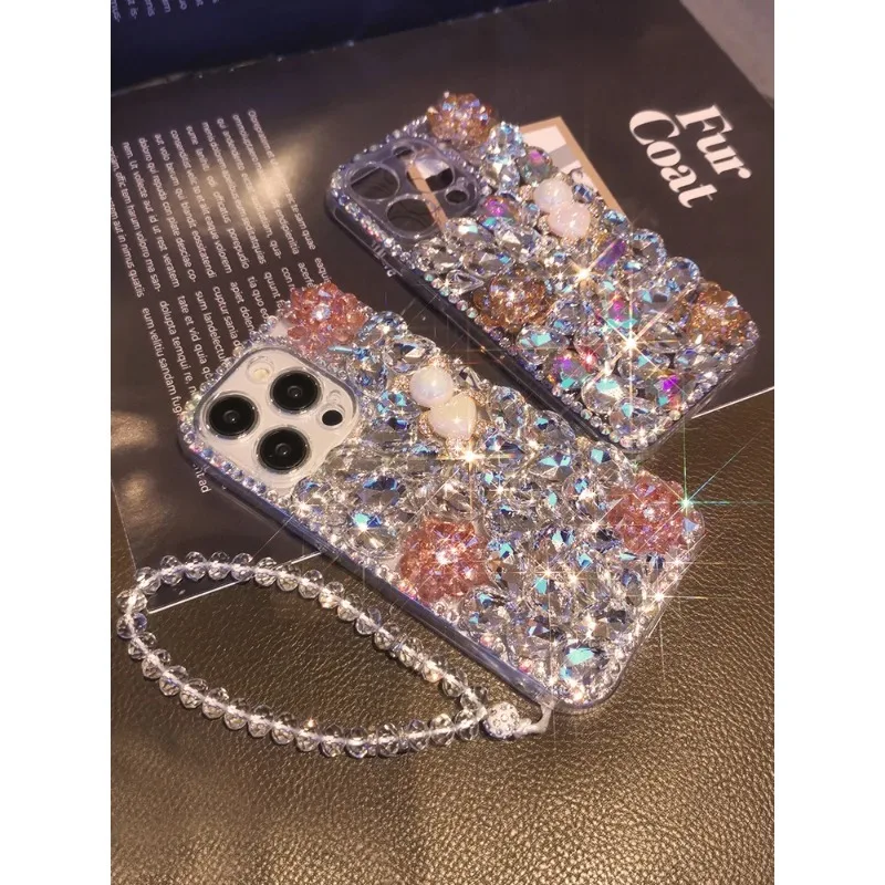 

Luxury Glitter Phone Case for Samsung, Water Rhinestone, Flower Cover, A50, A70S, A22, A32, A52, A71, A51, A72, A73, A53