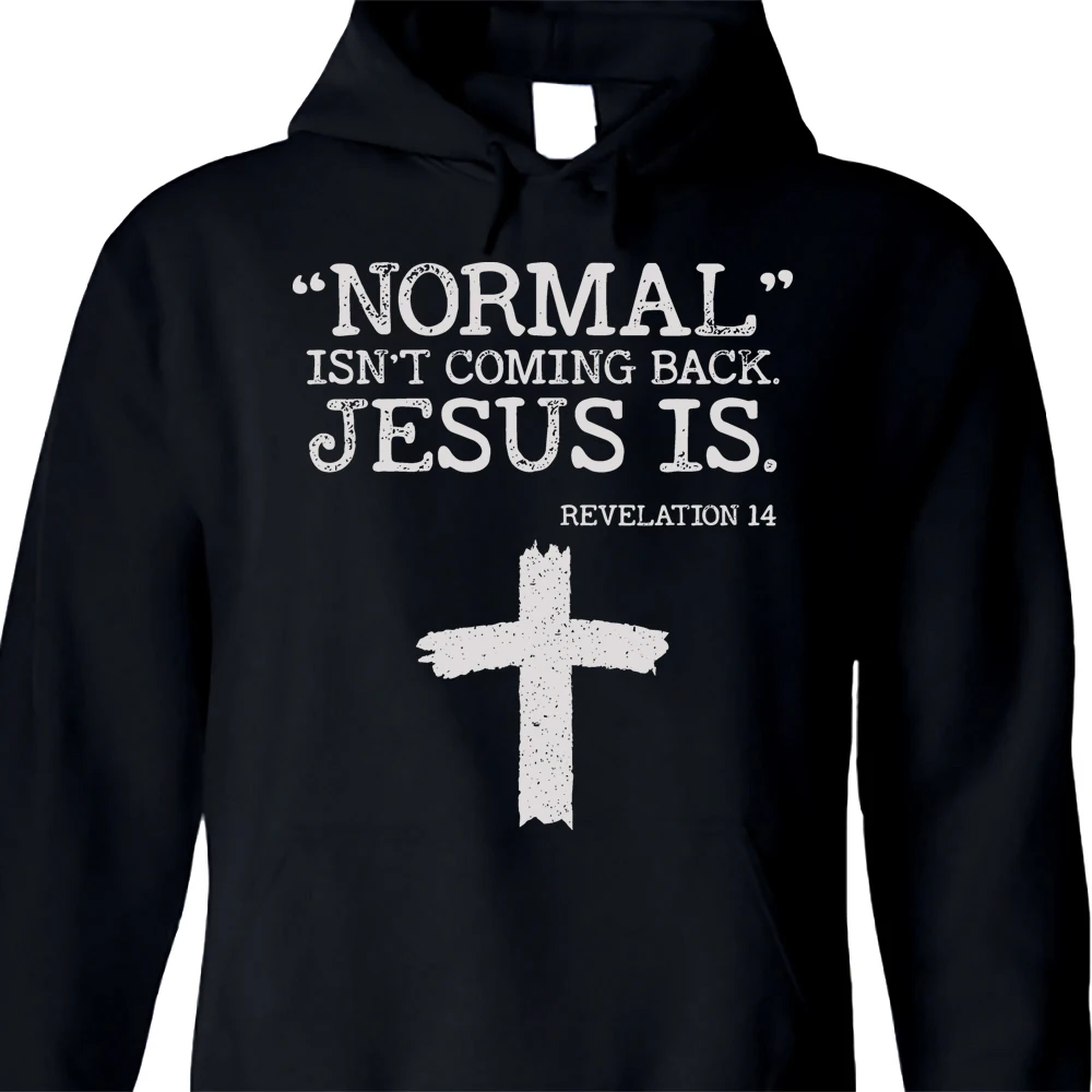 

Normal Isn't Coming Back But Jesus Is Revelation 14 Costume Pullover Hoodie