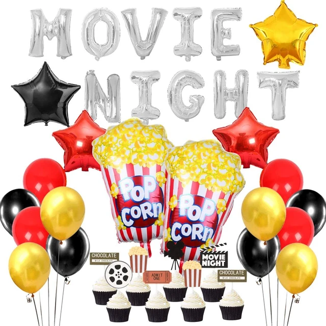 Movie Night Party Decoration Popcorn Star Foil Balloons for Boy Hollywood  Theme Movie Theatre Time Cinema Time Party Supplies - AliExpress