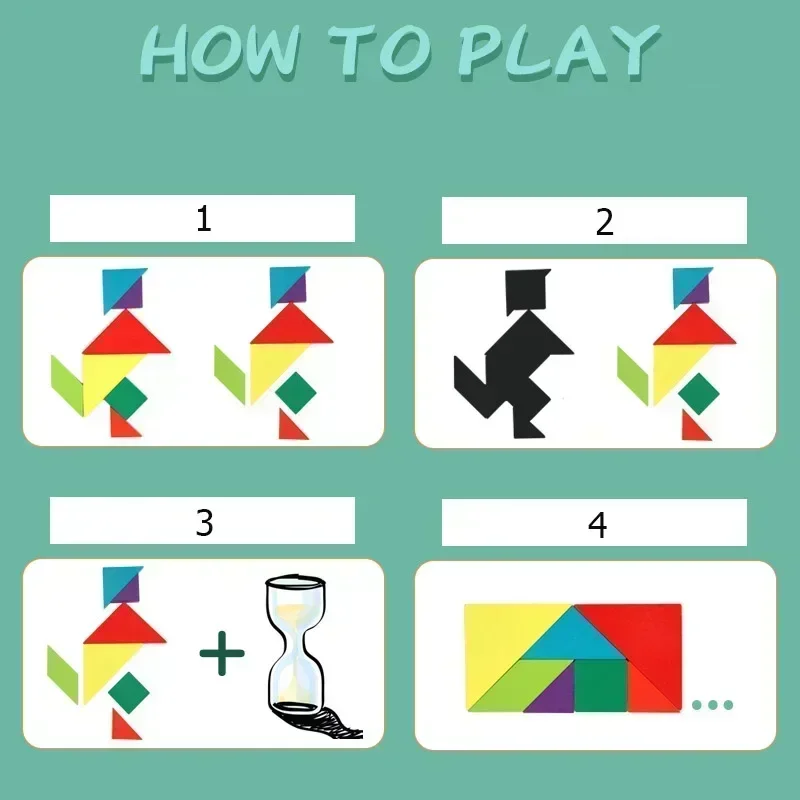 Wooden Jigsaw Magnetic Tangram Puzzle Book Educational Toys For Children Baby Kid Portable Montessori Learning Intelligence Hot