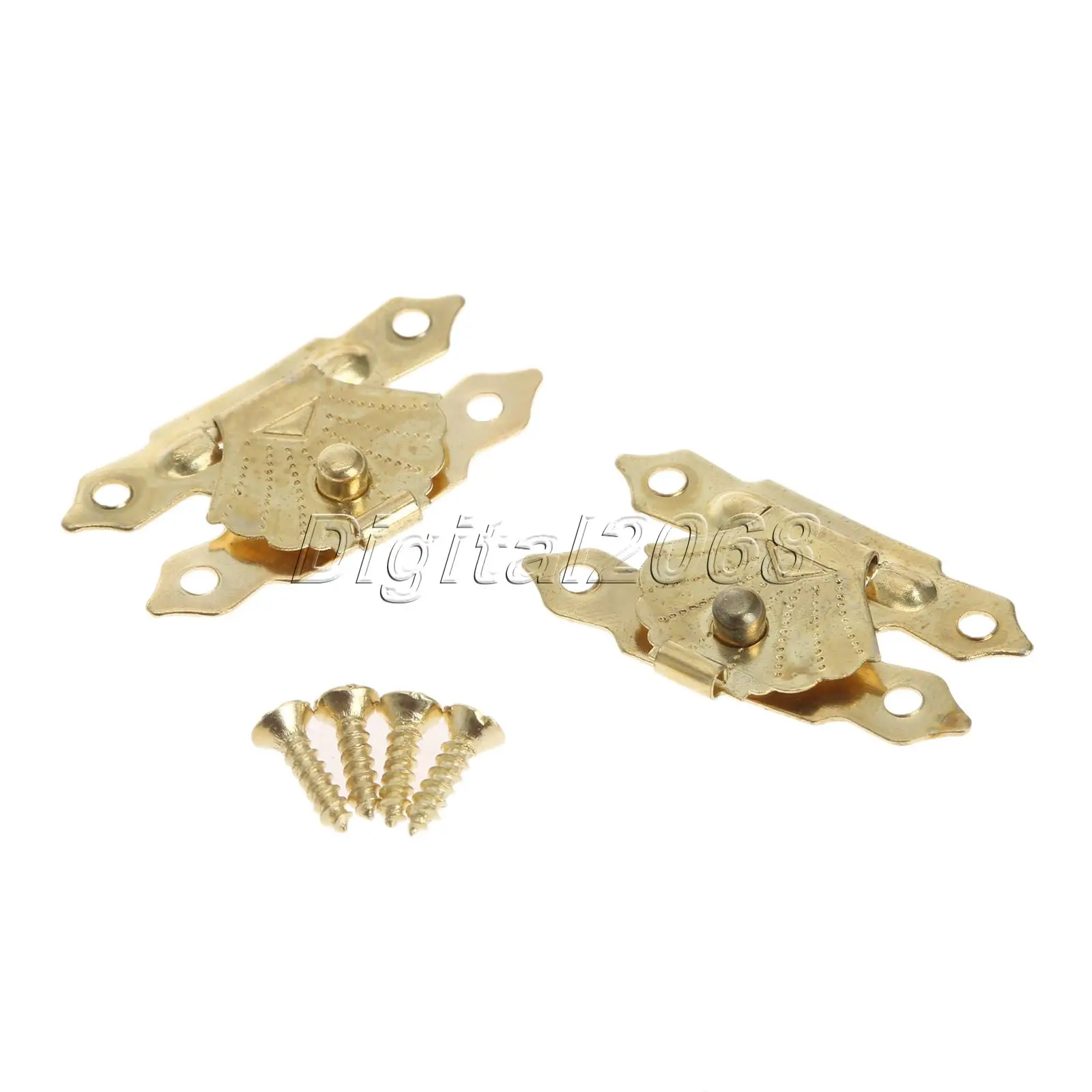 12Pcs Antique Brass Hasps Latch Lock Hooks Vintage 30mmx18mm Buckles Gold Decorative Mini Jewelry Gift Wine Wood Box Case Screws furniture hardware jewelry box hasps decorative latches