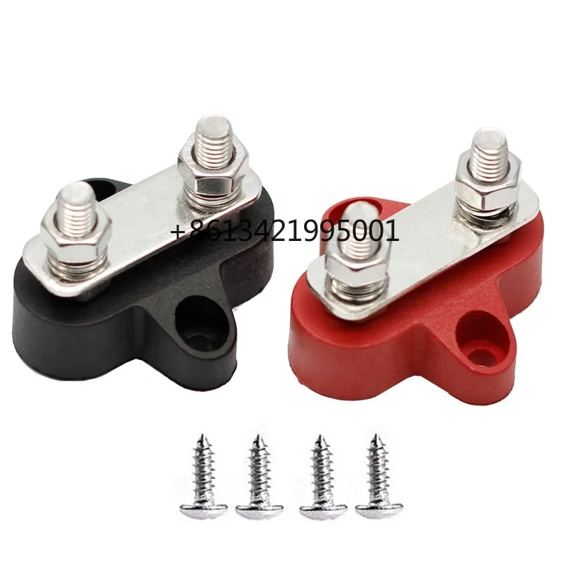 Universal Car Accessories Cars Bus Trucks 48V Red 1/4 Single M6 Studs Battery Power Distribution Terminal Block Bus Bar