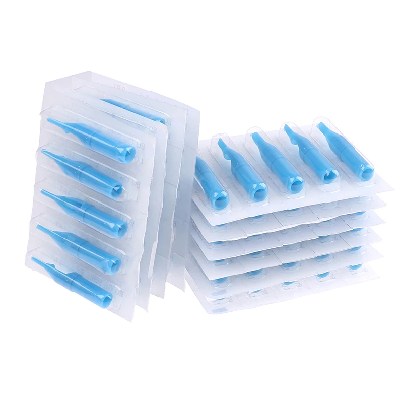 Sterile Disposable Tattoo Nozzle Tips Needle Tube Mixed Sizes RT+DT+FT 50Pcs