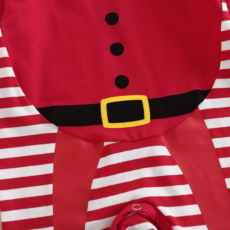 Újszülött baby's ruhák karácsonyi kezeslábas állítsa stv Ingujj Gügyög nyakú csíkos Tákolmány footed/footless gyerekeknek romper vel Kalap