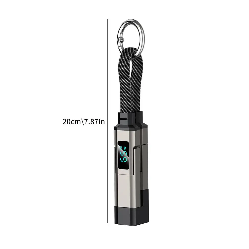 65W 4 in 1 데이터 케이블 USB C to Lightning 키체인 충전기 디지털 디스플레이 브레이디드 숏 케이블 (아이폰 16, 15, 삼성용)