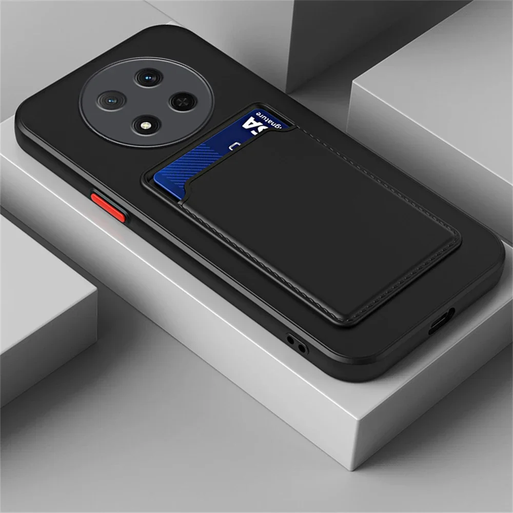 Premium Card Slot Wallet Shockproof Silicone Case - Matte Soft TPU Cover for Huawei Honor Magic Series