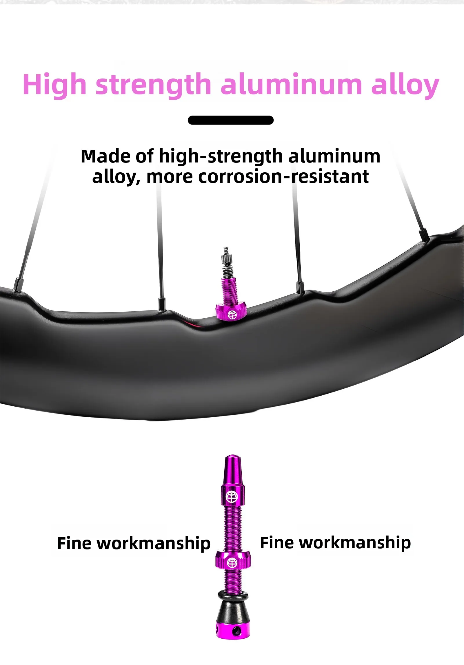OFFBONDAGE Fahrrad Tubeless-Ventil 45/65/80mm Aluminiumlegierung Fahrrad Presta-Ventil Abnehmbar Zwei Kappen Ventil Luft MTB Fahrrad Zubehör – Detail 7