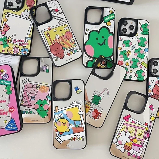 

Cartoon Animals Mirror Surface Phone Case Cover for IPhone 14 13 12 11 15 Pro Max Case for IPhone 15 Pro Max