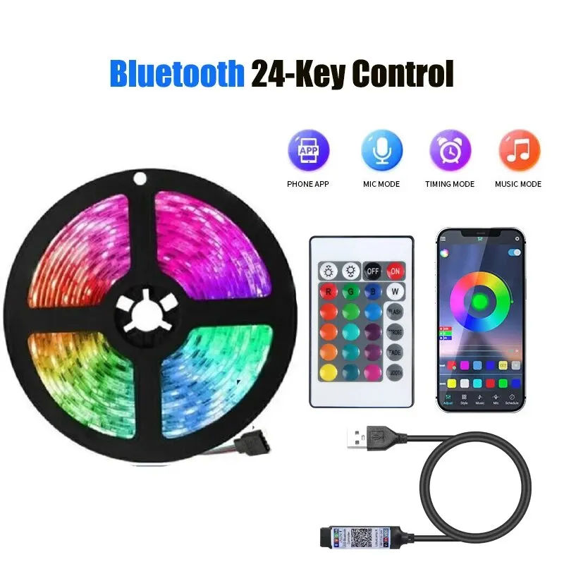 ตัวเลือกสินค้า เทป LED ยืดหยุ่น RGB 24 ปุ่ม ควบคุมแอปและรีโมท