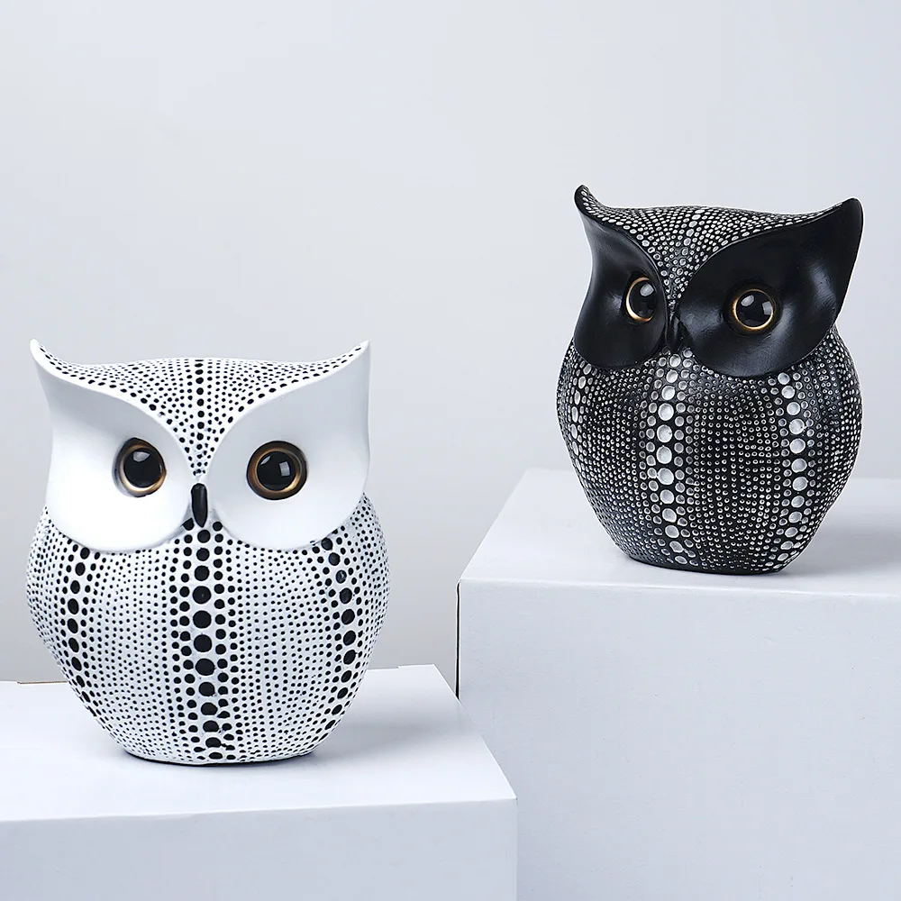 

Nordic Modern Style Owls Ornament Owl Resin Statue Home Decoration Lovely Bird Miniatures Figurines Living Room Bedroom Decor