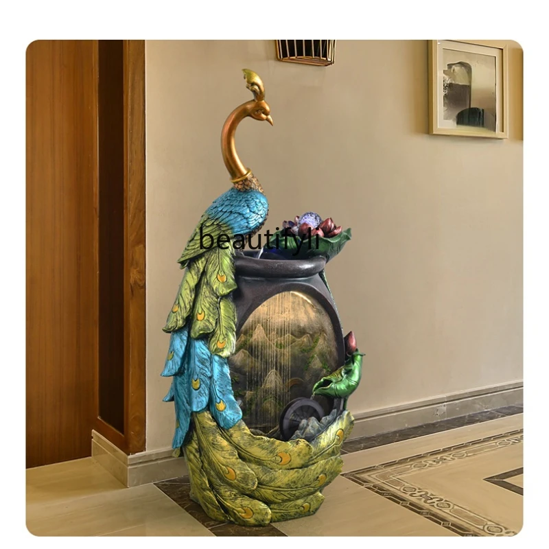 

yj Floor Lucky Water Fountain Decoration Living Room Decoration Entrance Door Humidifier Water Landscape