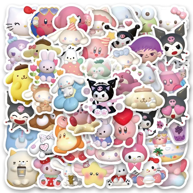 

50/100 Sanrio Stickers Sticky Sticker Stationery Laptop Diary Waterproof Pack Anime Kawaii Hello Kitty Cinnamoroll Kuromi Cute