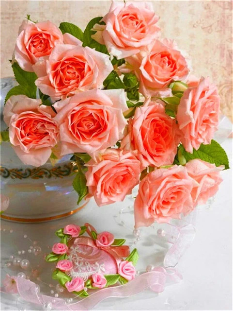 5D Diamond Painting Flower Full Diamond Tulip Rose DIY Diamond Mosaic Art Painting Cross Stitch Rhinestone Embroidery Home Decor CY-HH01096AE6