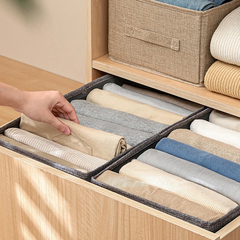 Fabric Cloth Storage Box for Book Clothes Toys Sundries Storage Foldable Closet Drawer Storage Wardrobe Clothes Bra Organizer 5