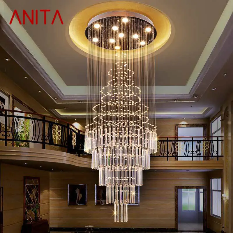 

ANITA Modern Crystal Pendant Lamp LED Creative Luxury Chandelier for Home Living Room Villa Staircase Hanging Light