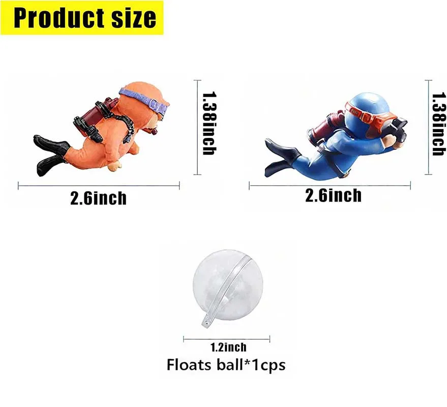 Zayookey 2Pcs Floating Diver Aquarium Decorations – Cute Blue Fat Diver Ornaments With Adjustable Bubbles For Fish Tanks - View #6