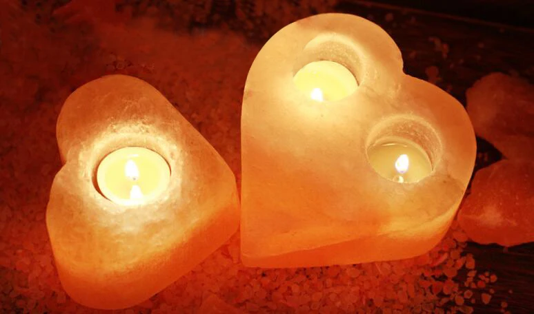 Description Picture 6 of item800-1000g 10x8cm Natural Himalayan Salt Crystal Stone Candle Holder Stand SPA Crystals Candle Cave Wedding Valentine's Day Gift