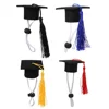 4 Pcs Pet Graduation Cap Bachelor Hat Mini Accessories for Dolls Caps Hamster Puppy 1