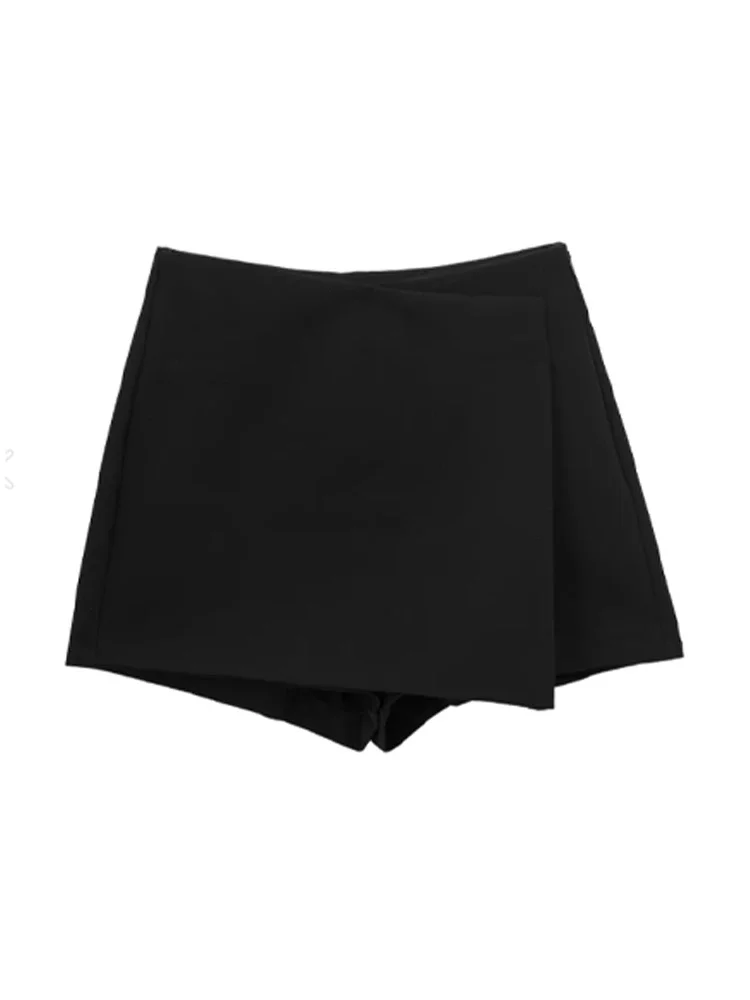 

Women Fashion Pareo Style Asymmetric Shorts Skirts Vintage High Waist Side Zipper Female Versatile Western style skirt pants