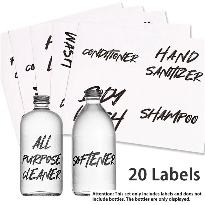 Waterproof Sticker Soap Dispenser Bathroom Jar Storage Label Shower Shampoo Lotion Conditioner Bottle Stickers White Black