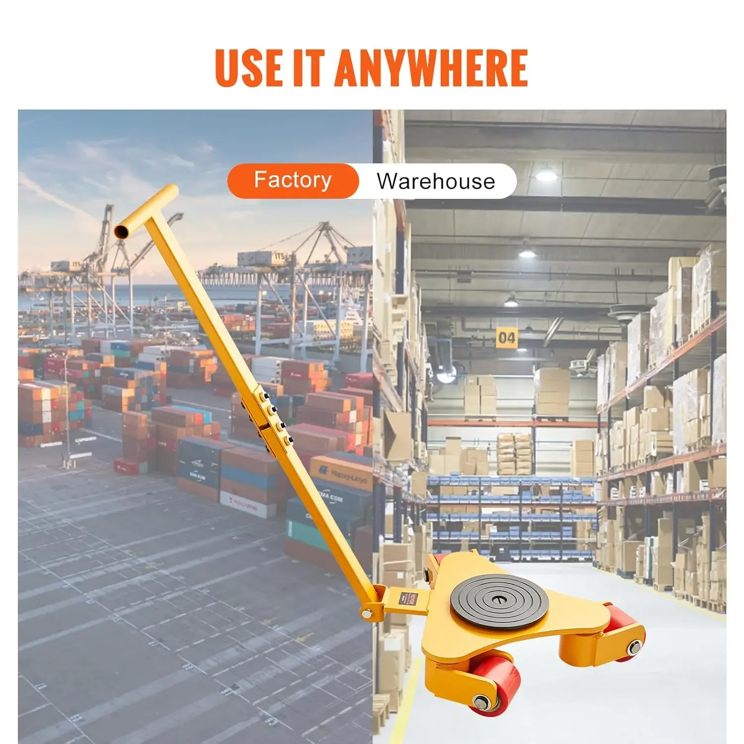 Machinery Skate Dolly, 6614 LBS/3T Industrial Machinery Mover with Handle 6