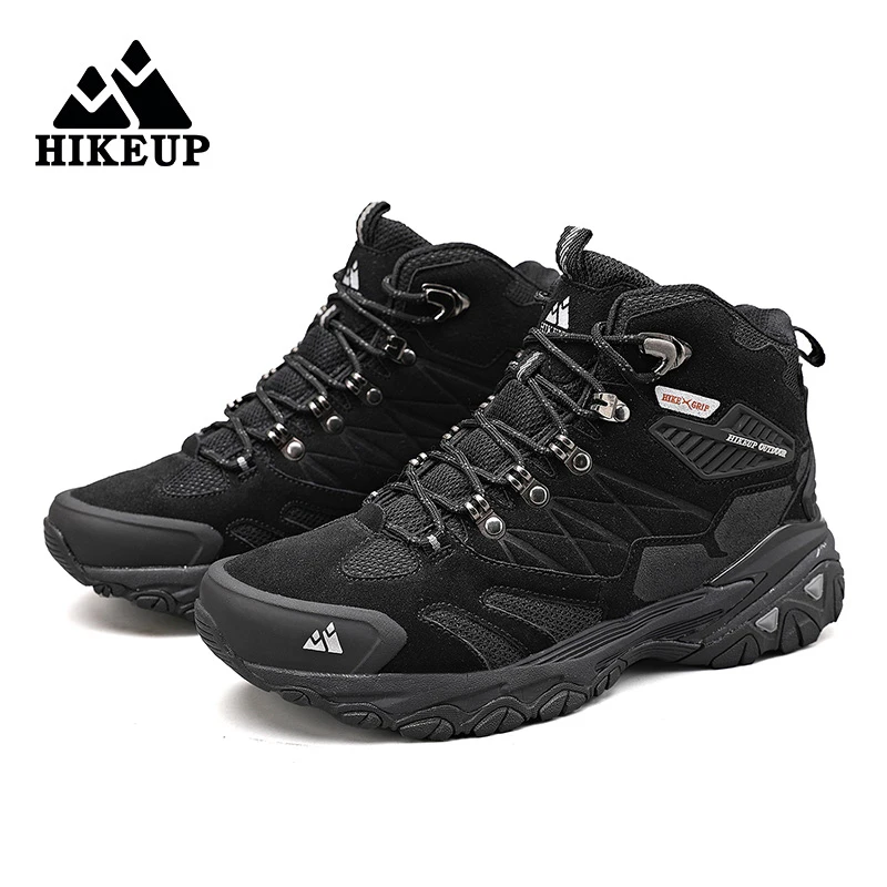 HIKEUP Boot Men Outdoor Hiking shoes Suede High Top Trekking Men Shoes Tactical Combat Military Boots