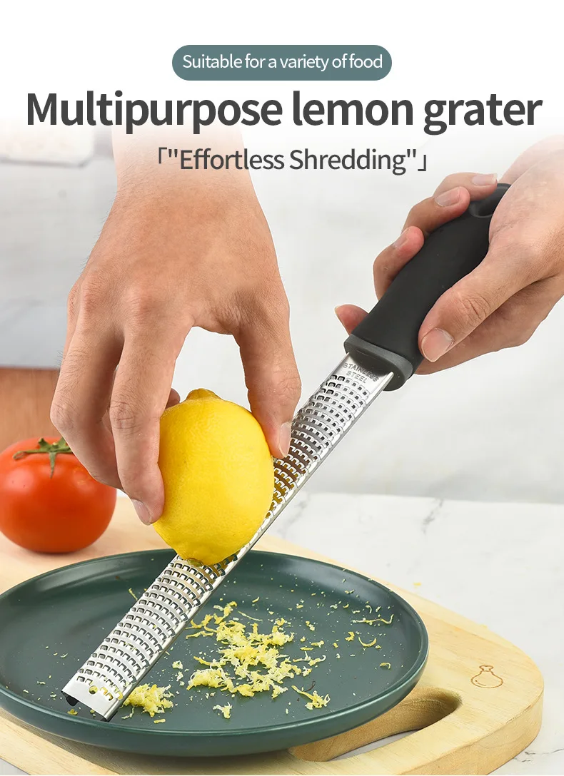 Description Picture 2 of itemCheese Grater & Lemon Zester with Protect Cover - Stainless Steel Kitchen Grater Slicer with Non-Slip Handle, Dishwasher Safe