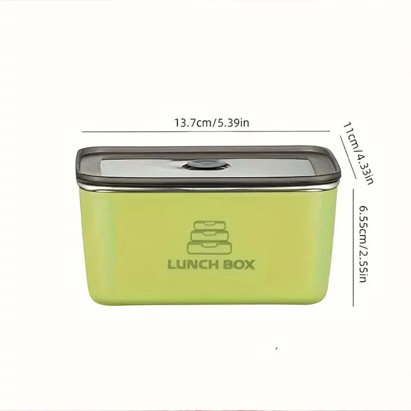 1pc Stainless Steel Food Storage Box with Lid Stackable Food Container Reusable Fruit Food Storage Box Office Metal Lunch Box 2